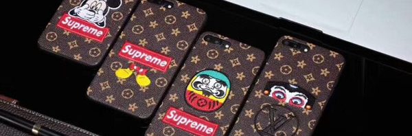 Supreme x LV Embroidered Case For iPhone X/8/7/6/Plus Cover Coque
