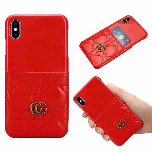 Gucci Card Patent Leather Phone Case For iPhone XR iPhone 6 7 8 Plus Xr