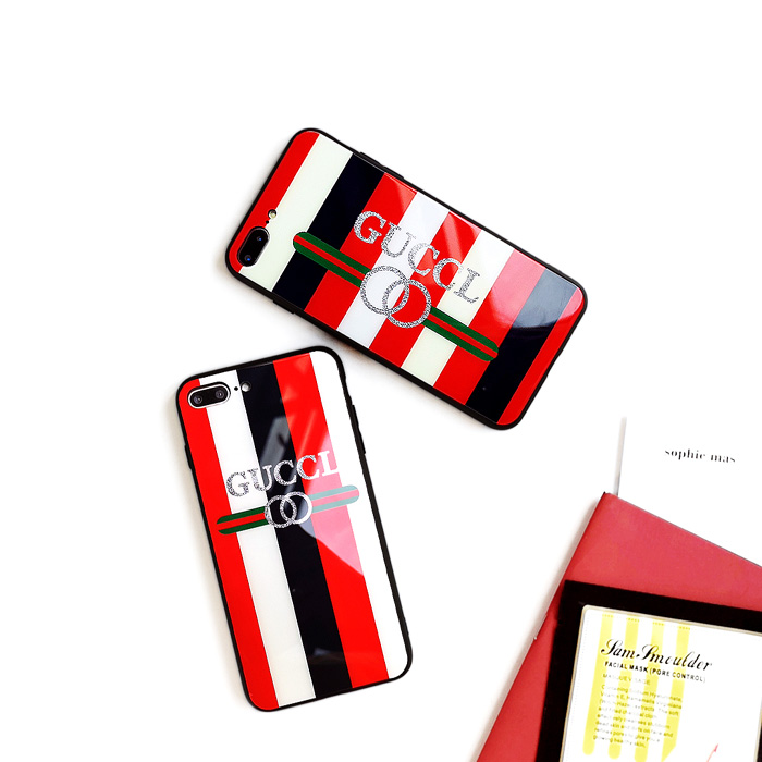 Gucci Stripe Glitter Phone Case For iPhone 8 Plus iPhone 6 7 8 Plus Xr X Xs Max