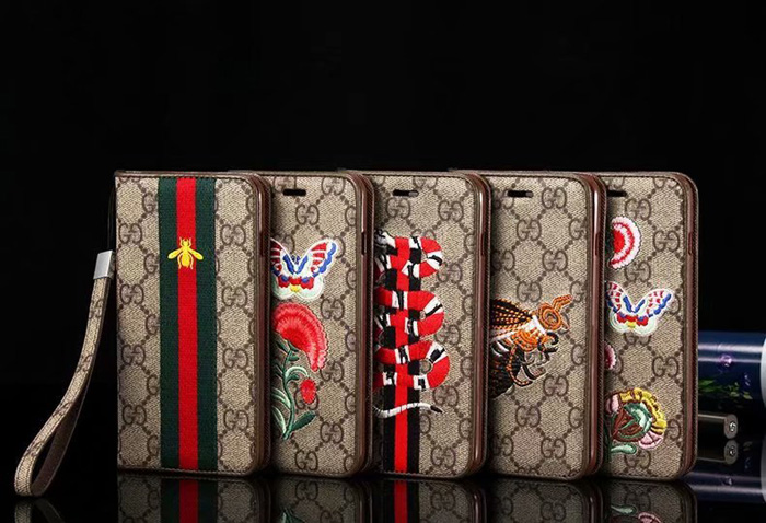 Gucci Embroidery Wallet Phone Case For iPhone XS iPhone 6 7 8 Plus Xr X Xs Max