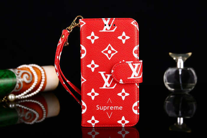 Red Louis Vuitton Supreme Folio Phone Case For iPhone XS iPhone 6 7 8 Plus Xr X Xs Max