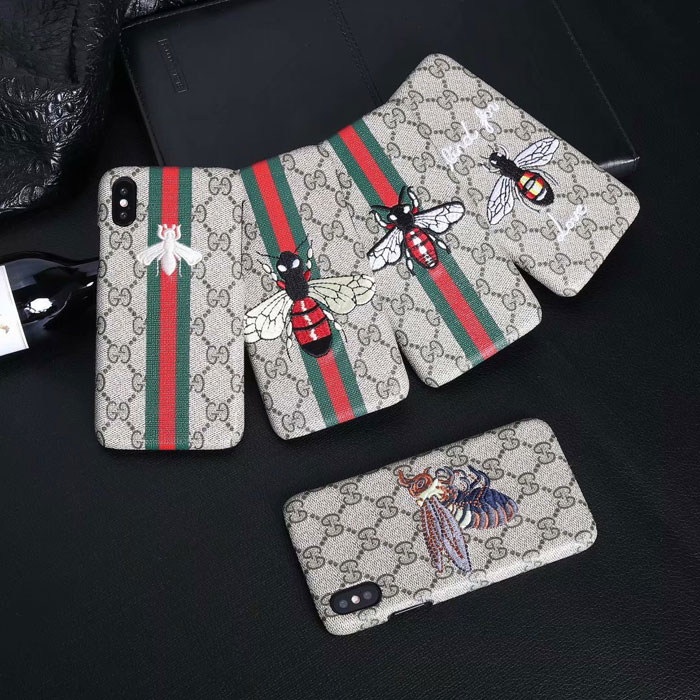 gucci iphone 10 plus case bee embroidery