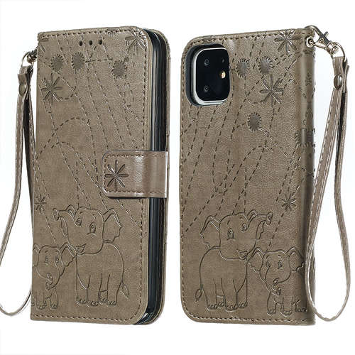 For Apple iphone11 Pro Max Fireworks Elephant Embossed Leather Case