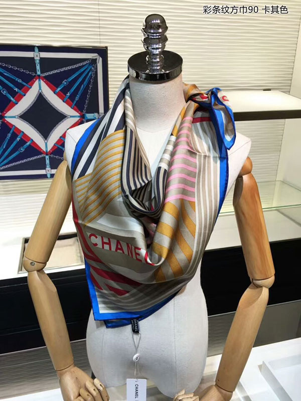 chanel color stripe scarf 2018 size:90*90cm | Yescase Store