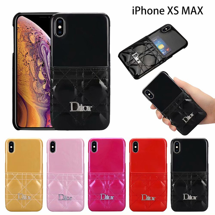 Dior Patent Leather Card Phone Case For iPhone XS Max iPhone 6 7 8 Plus Xr X Xs Cover