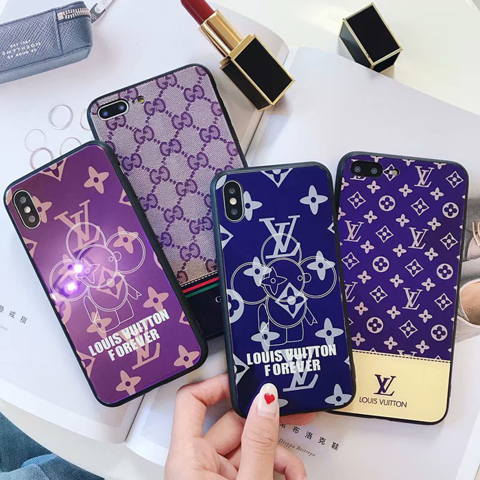 LV Womens Glass Phone Case For iPhone 8 Plus iPhone 6 7 8 Plus Xr X Xs Max