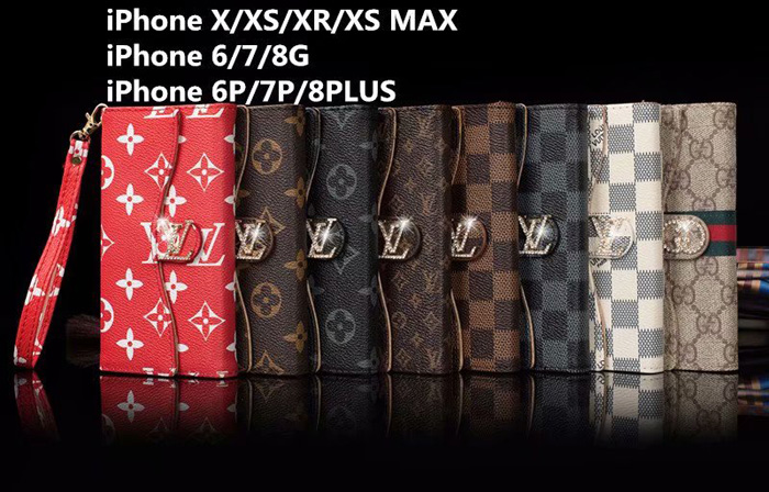 LV Gucci Tri-fold Wallet Phone Case For iPhone XS iPhone 6 7 8 Plus Xr X Xs Max
