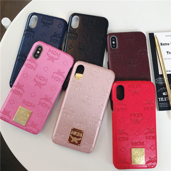 MCM Emboss Phone Case For iPhone 8 Plus iPhone 6 7 8 Plus Xr X Xs Max