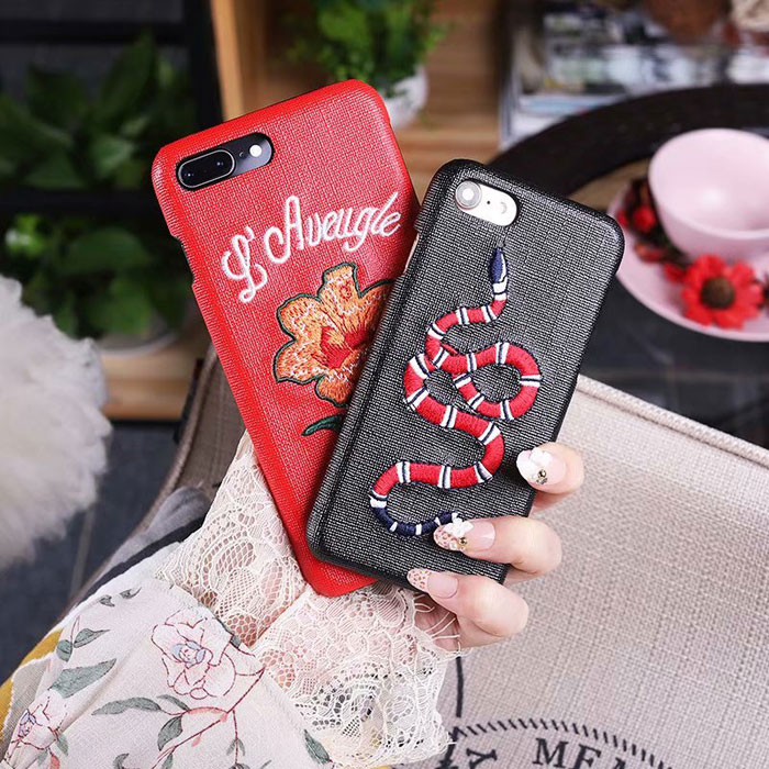 gucci iphone case snake embroidery