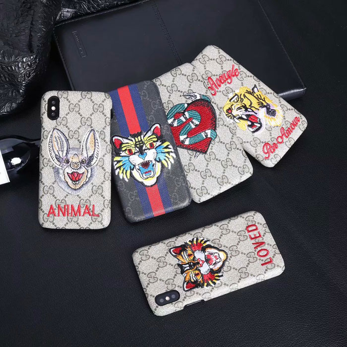 gucci iphone 10 max case tiger rabbit embroidery