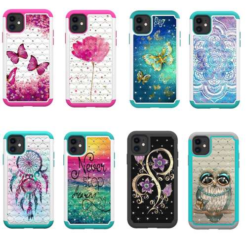 For Apple iphone11 Max Pro 5.8 6.1 cartoon + drill phone case back