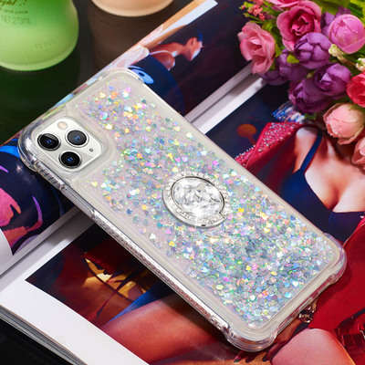 For Apple iphone Max Pro Diamond Ring Buckle + Drop-proof Sands Case