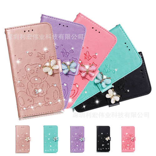 For Apple iphone11 Pro Max with diamond embossed butterfly love bear case