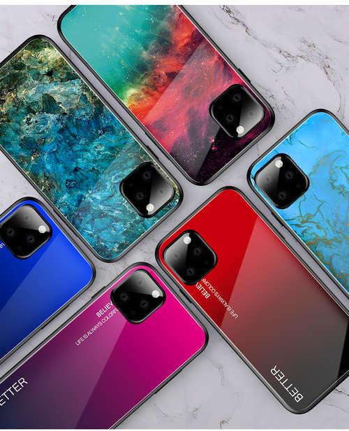 For Apple iphone11 Pro Max Colorful Nebula Glass Phone Case