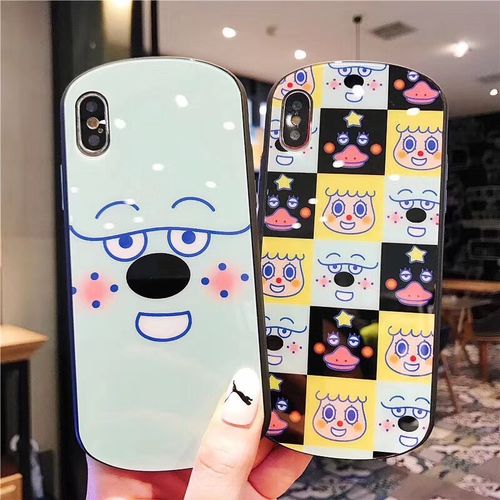 Cartoon Shy Goose-shaped Glass Phone Case