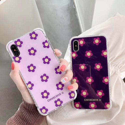 Purple Flowers Four Corners Anti-fall Mobile Phone Case