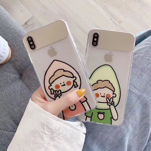 Avocado Boy Girl Makeup Mirror Transparent Phone Case