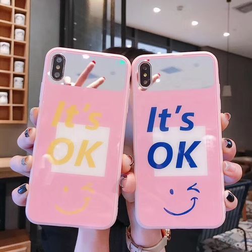 it is ok smiley pink mirror phone case
