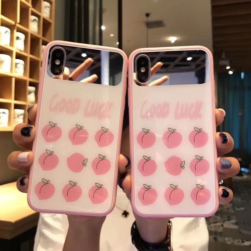 peach good luck pink mirror phone case