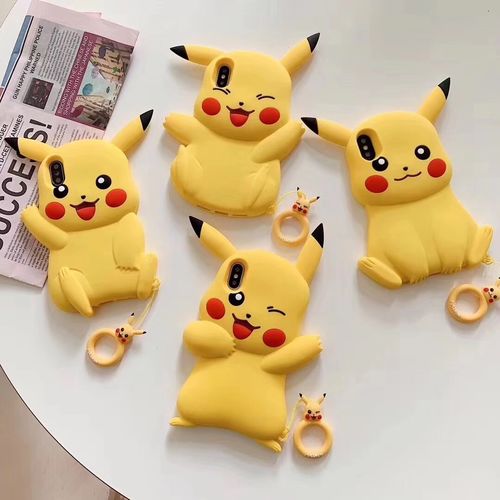 Cartoon cute three-dimensional pikachu silicone phone case