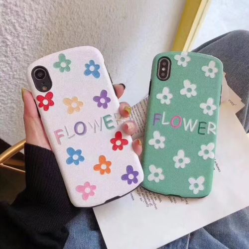 white background green bottom floral phone case