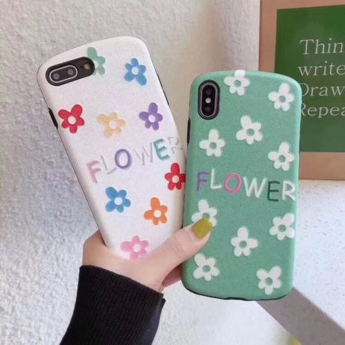 white background green bottom floral phone case | Yescase Store