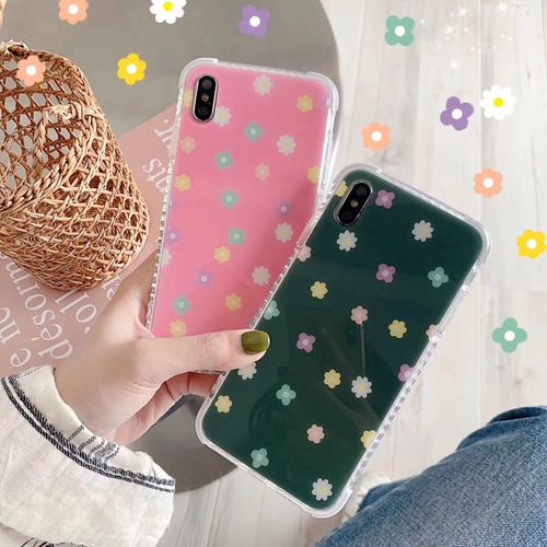 Small Flowers Mirror Four Corners Anti-fall Mobile Shell