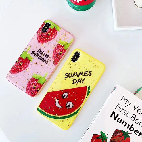 summes day watermelon handmade gold foil glue plastic phone case