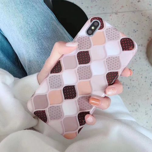 Printed small plaid glossy phone case