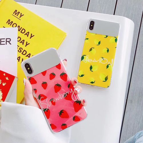 Xia Ri Fruit Strawberry Lemon Makeup Mirror IMD Phone Case