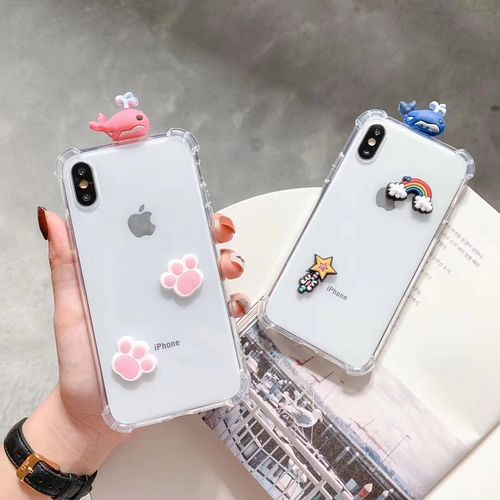 Three-dimensional whale rainbow mobile phone case