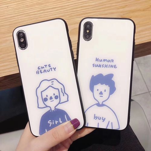 girl boy glass phone case