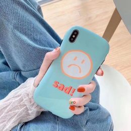Simple expression sad halo glossy phone case | Yescase Store