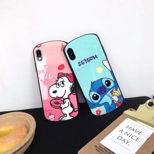 Blue Cartoon Glass Phone Case