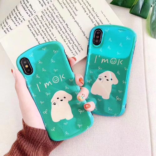 Glitter milky white dog i am ok phone case