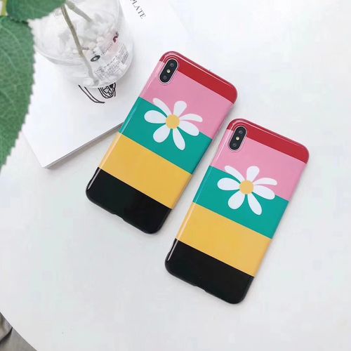 Colorful striped flower IMD mobile phone case