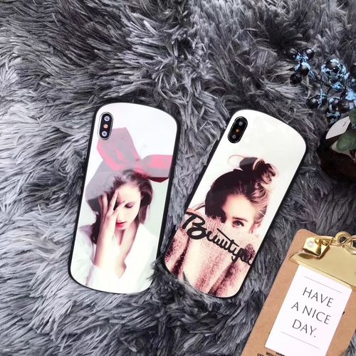 fashion girl bow glass phone case