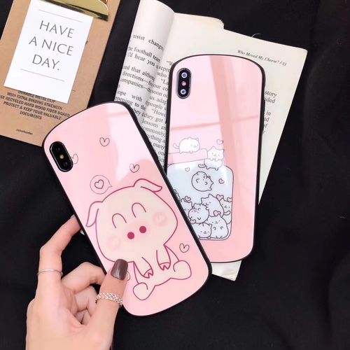 Love Pink Pig Glass Phone Case