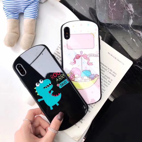 Blue Little Dinosaur Glass Phone Case