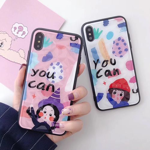 painting girl u can diamond rhombic phone case