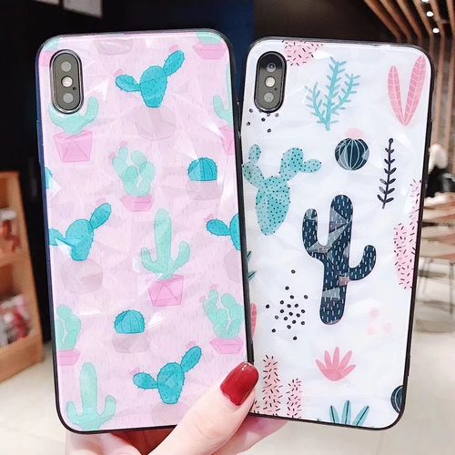 Potted Cactus Diamond Pattern Mobile Shell