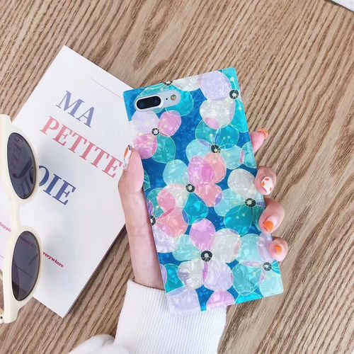 Flowers Square Shell Pattern Phone Case