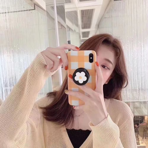 Flower plaid matte phone case