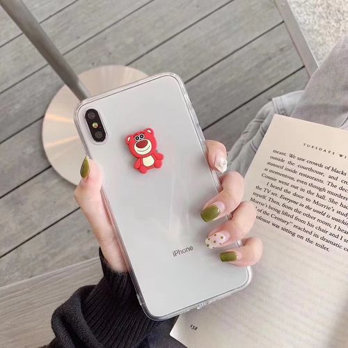 Silicone stereo strawberry bear phone case