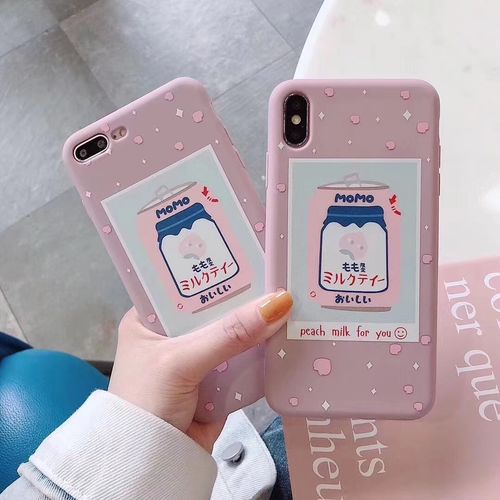 Macaron color pink peach drink mobile phone case