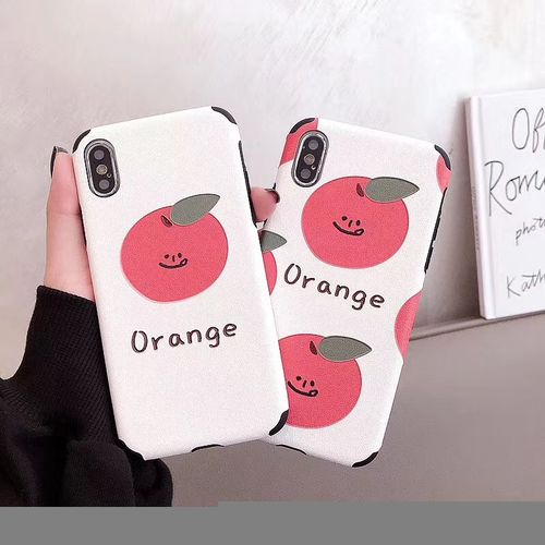 ins smiley orange embossed soft phone case