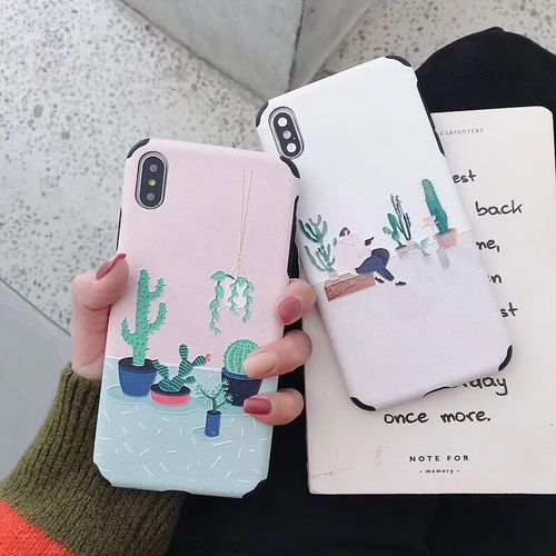 ins small fresh cactus embossed soft phone case