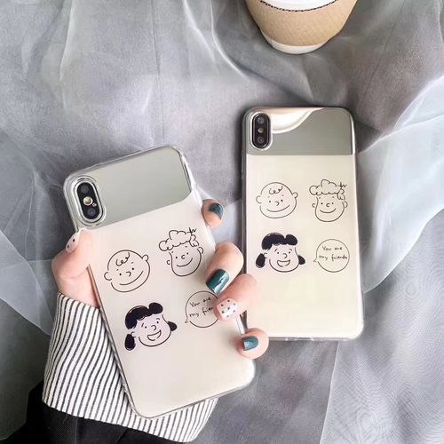 Cartoon line makeup mirror phone case