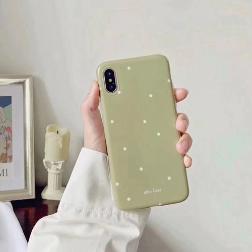 Mustard green wave dot matte phone case