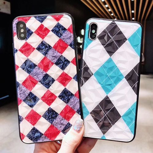 Plaid Diamond TPU PC Phone Case